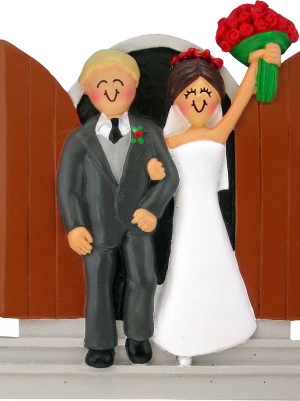 Newlyweds: Male Blonde, Female Brown for wholesale by Ornament Central