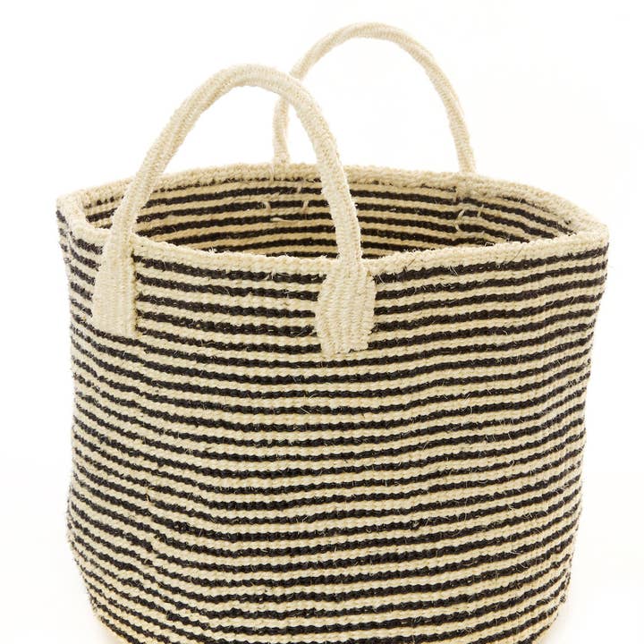 African Modern (formerly Swahili) - Wholesale Tote Bag - Women's - Narrow Stripe Sisal Tote - Black0