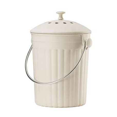 Beautiful cream Eco-fibre Bamboo kitchen food waste caddy for wholesale by The Food Waste Warriors