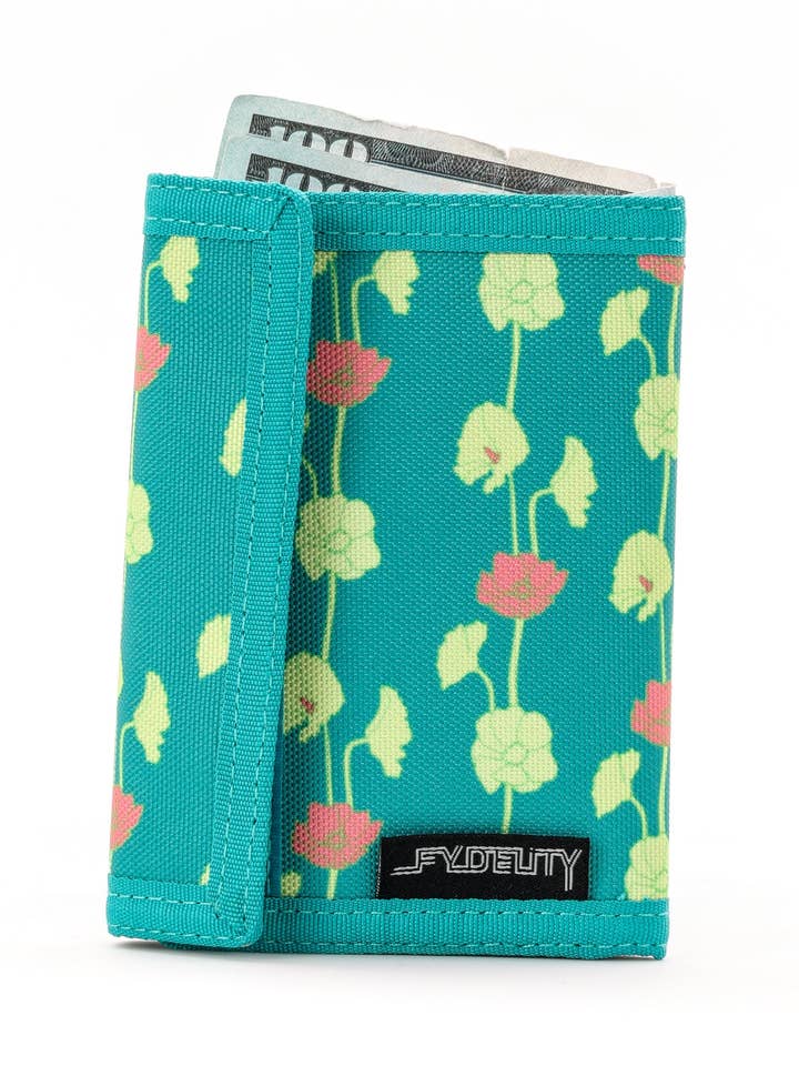 Cute 80s Womens Wallet | Retro Bifold RFID Recycled | Floral for wholesale by Fydelity