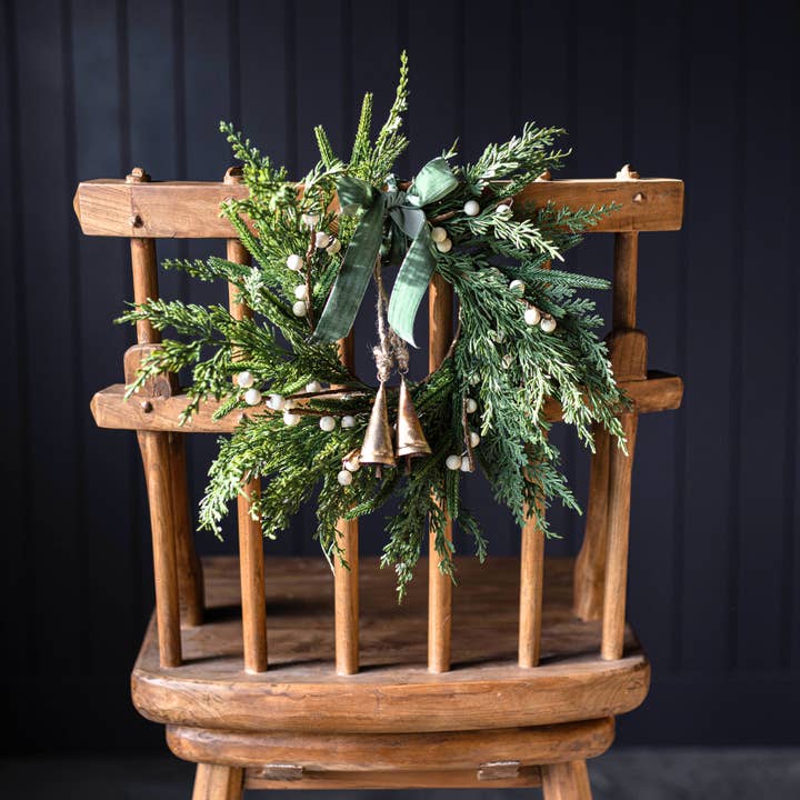 Luxe B Co - Wholesale Wreath - White Plum Berry Norfolk Cypress Real Touch Wreath - 14"0