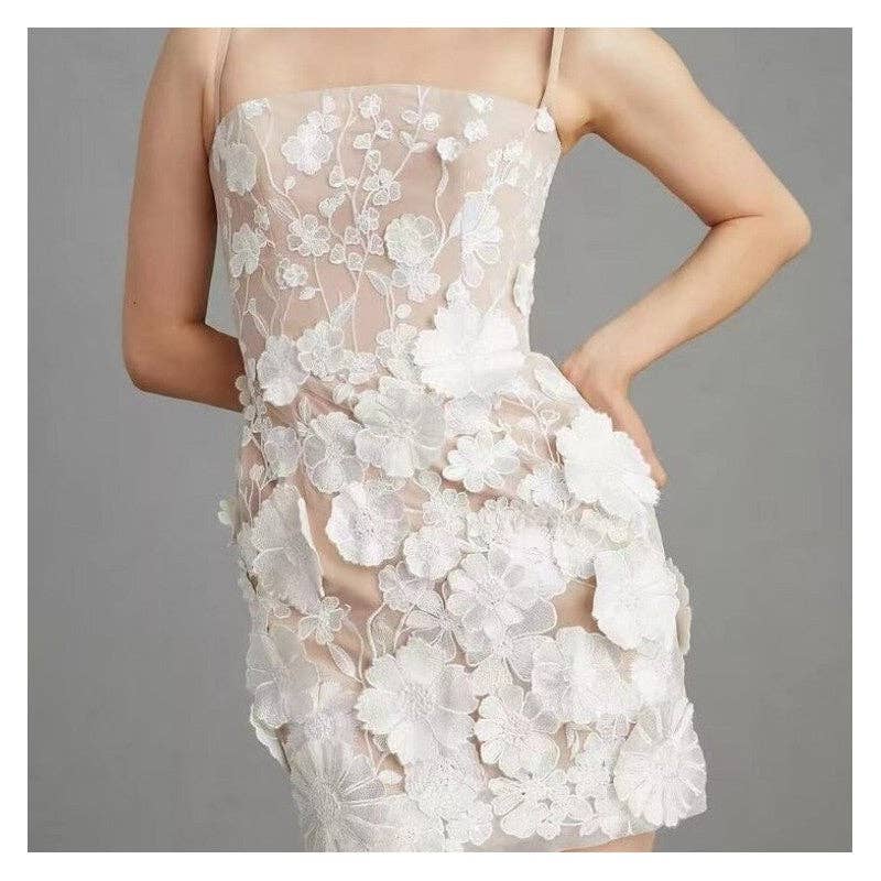 FurDecoration – Vestido - Mulher por atacado – Vestido Mini com Alças e Bordado Floral1