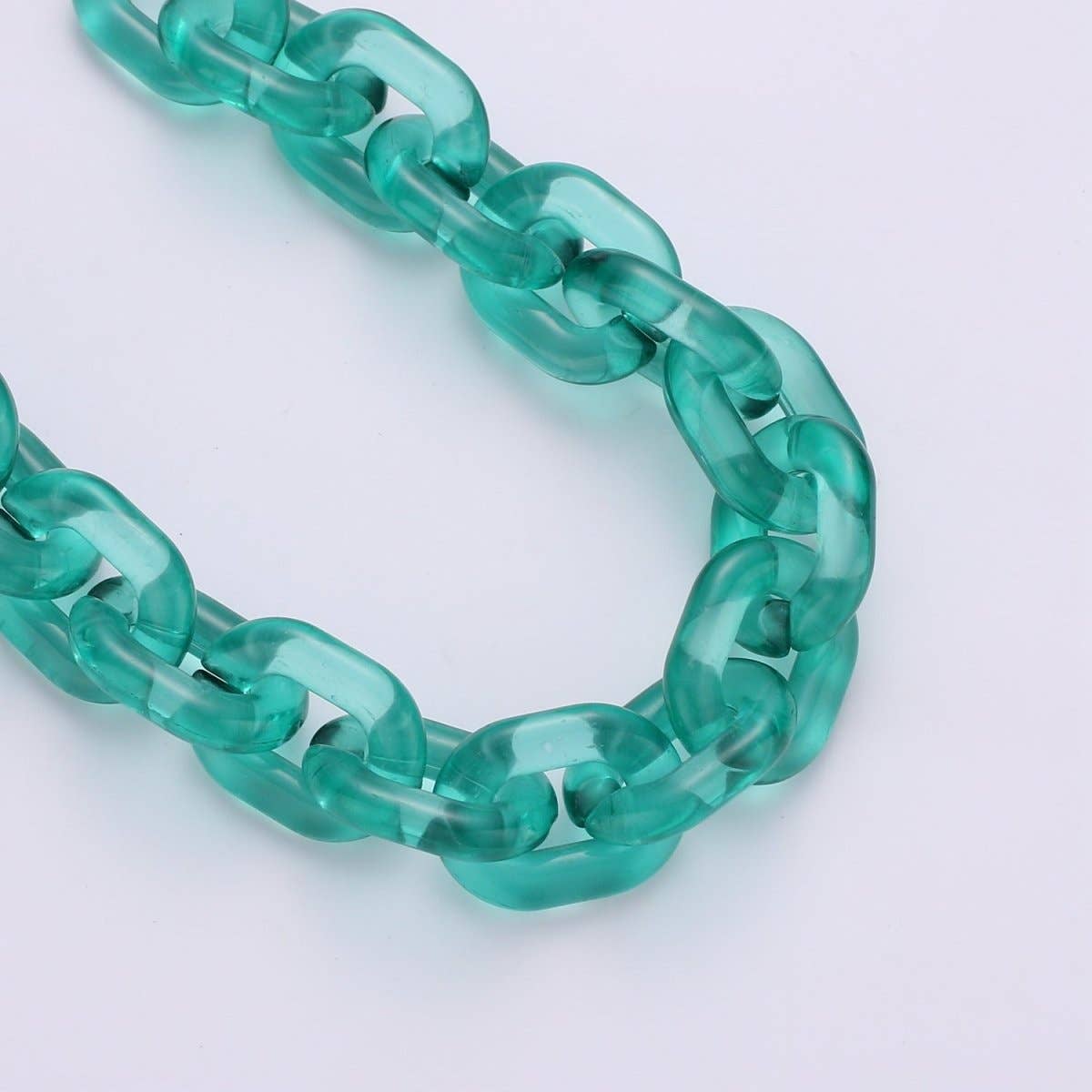 Aim Eternal - Wholesale Link & Chain Necklace - 1X Clear Oval Acrylic Link Chain, Translucent Plastic Chain, Chunky Necklace Chain with Open Links Size 23.8mm x 18.8mm3