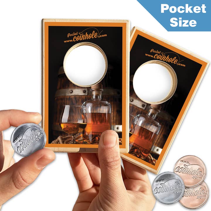 Bourbon/Whiskey Drinker POCKET Coinhole® for wholesale by Coinhole