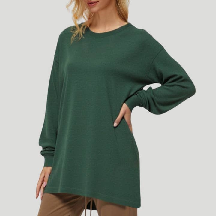 Green Classic Crewneck Long Sleeve Tee for wholesale on Faire