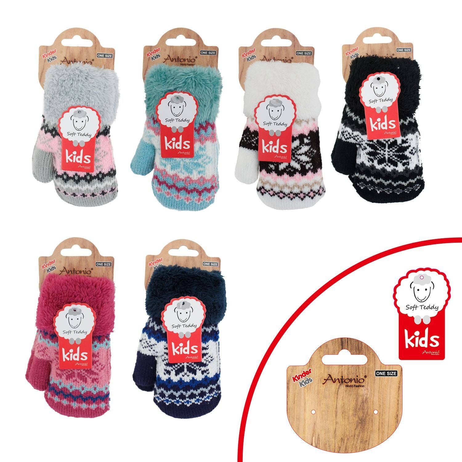 VewoTex - Wholesale Mittens - Kids - Children's Mittens » Knitted Gloves Winter Norwegian Star » Kids Winter Gloves with Soft Teddy » Children's Gloves5