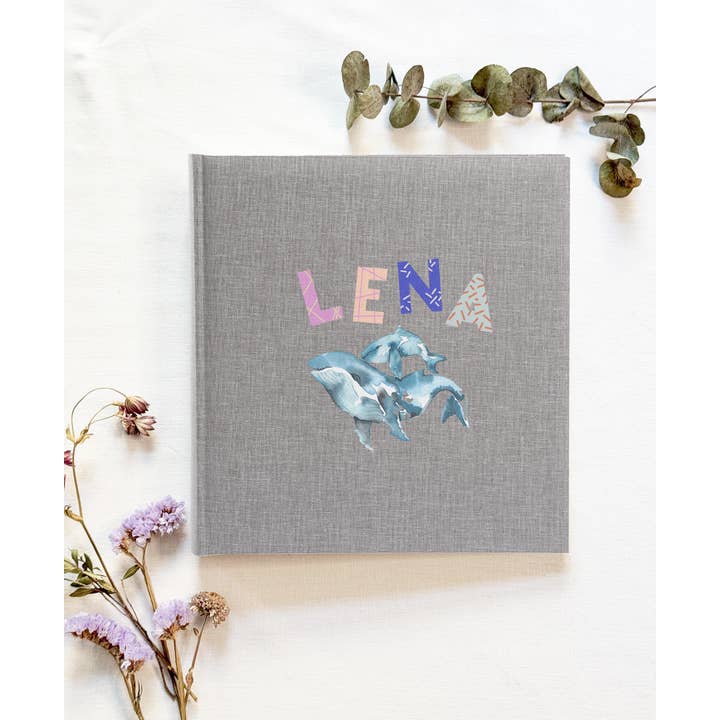 Personligt babyfotoalbum af 100% hør for engroshandel hos MiniDei