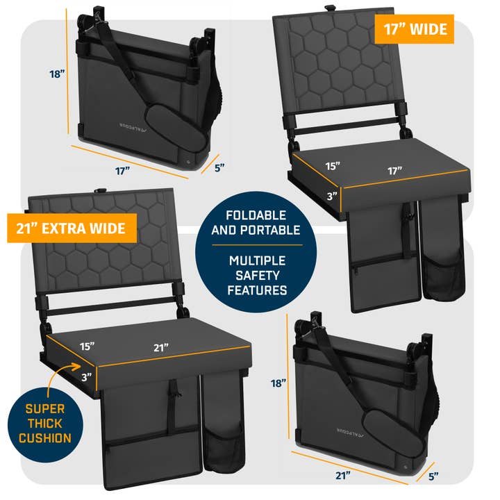 Alpcour – wholesale Folding chair – Folding Reclining Stadium Seat with Adjustable Height Backrest5