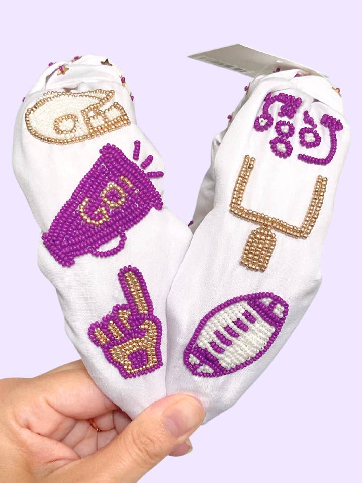Football Icons Game Day Headband - Purple & Gold for wholesale by Valois Designs