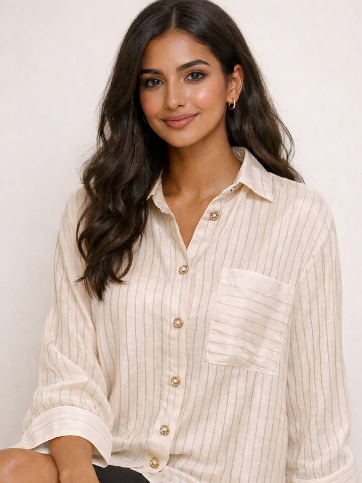 Chemise rayée en viscose - 437 pour la vente par Acacia Paris