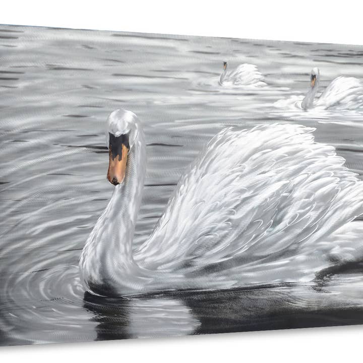 The Snow Feathered Swan Metal Wall Art for wholesale by Peterson Housewares & Artwares