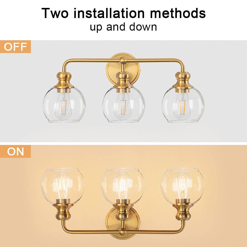 Brio Lighting - Vente Lustre/Suspension - Lampe de vanité moderne à 3 lumières Irvine Gold4