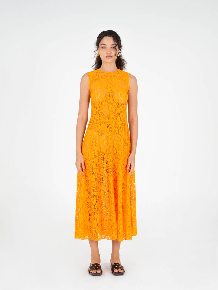CARMEN SAYS – Großhandel Kleid – Damen – Loki Orange Spitzenkleid