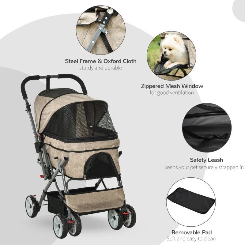 Furr-Baby Gifts - Wholesale Pet Carrier - Cat/Dog - Pet Foldable Travel Carriage Stroller with Reversible Handle17