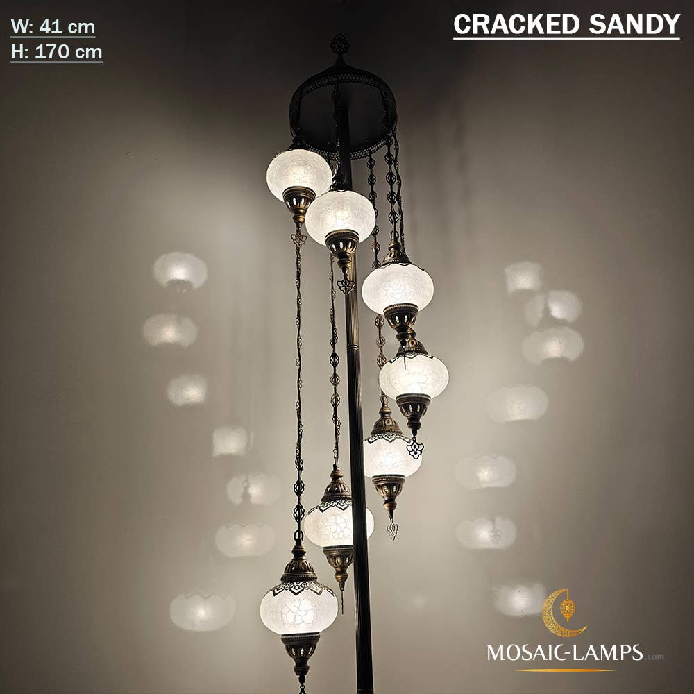 Mosaic Lamps – Engroshandel Gulvlampe – 7 Cracked Clear Globe tyrkiske gulvlamper, Stue Bedsi13