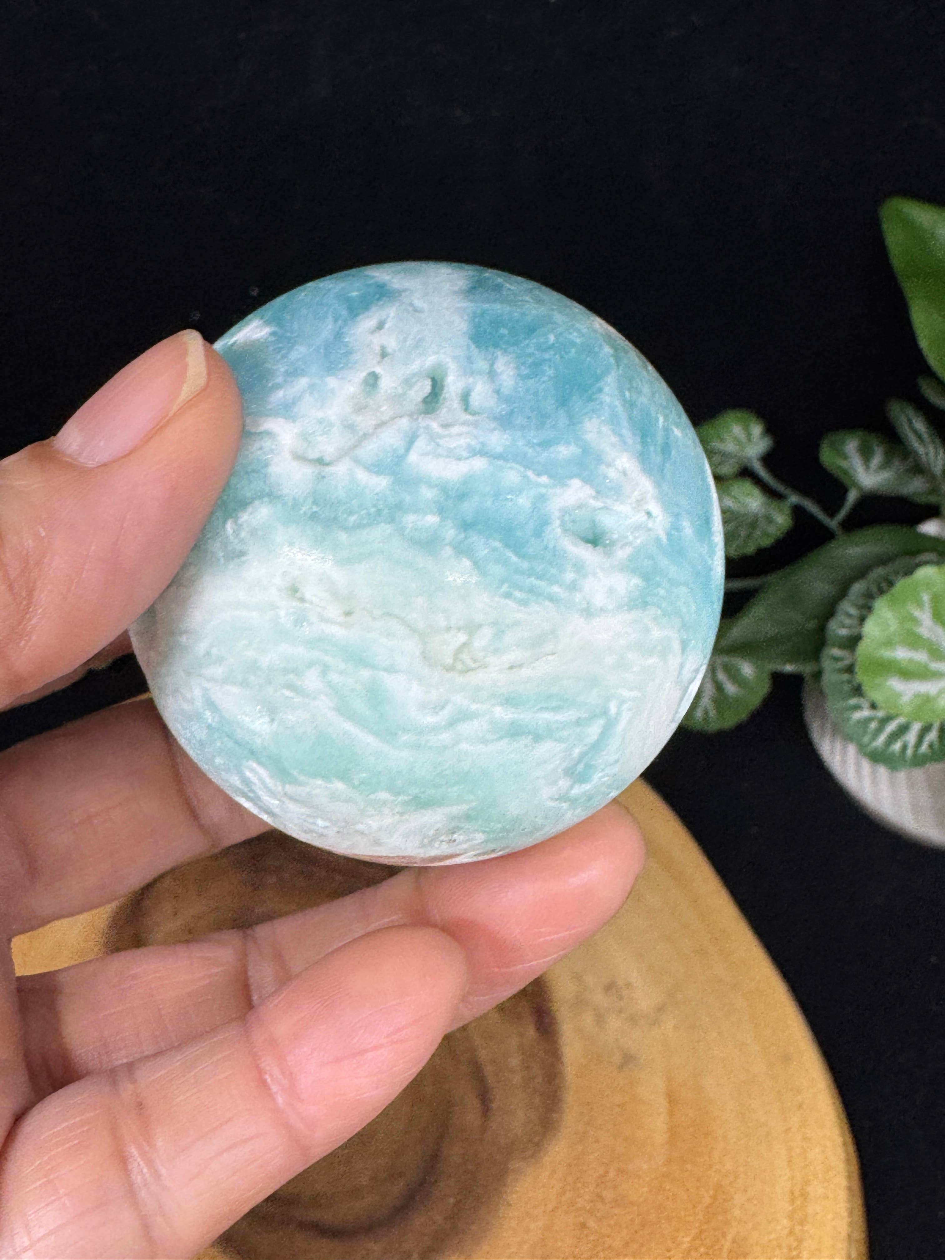 The 7 Directions - Wholesale Spiritual Stone/Crystal - 7 pc Mica Iolite fire quartz sphere w/ display stand G9965