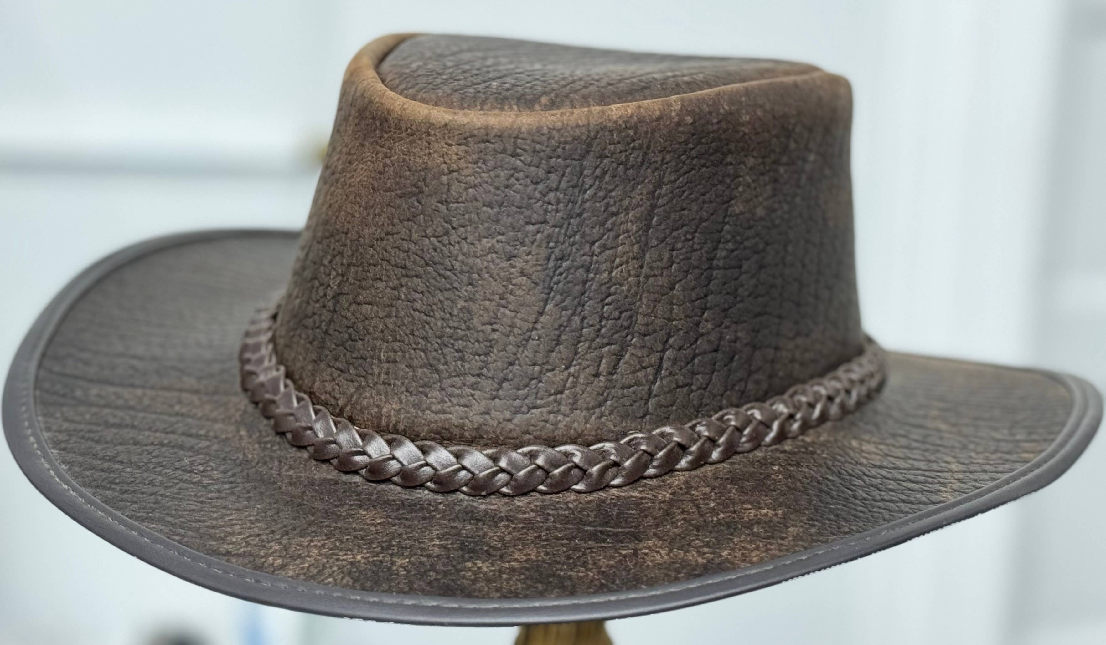 Lesa collection inc - Wholesale Hat Accessory - Men's - Toughness |  Buffalo Leather Outback Hat Brown6