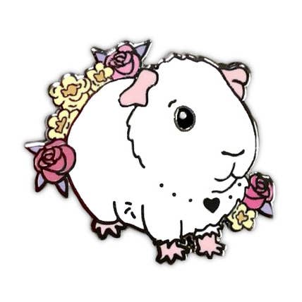 White Guinea Pig Enamel Pin for wholesale by The Crowned Rabbit