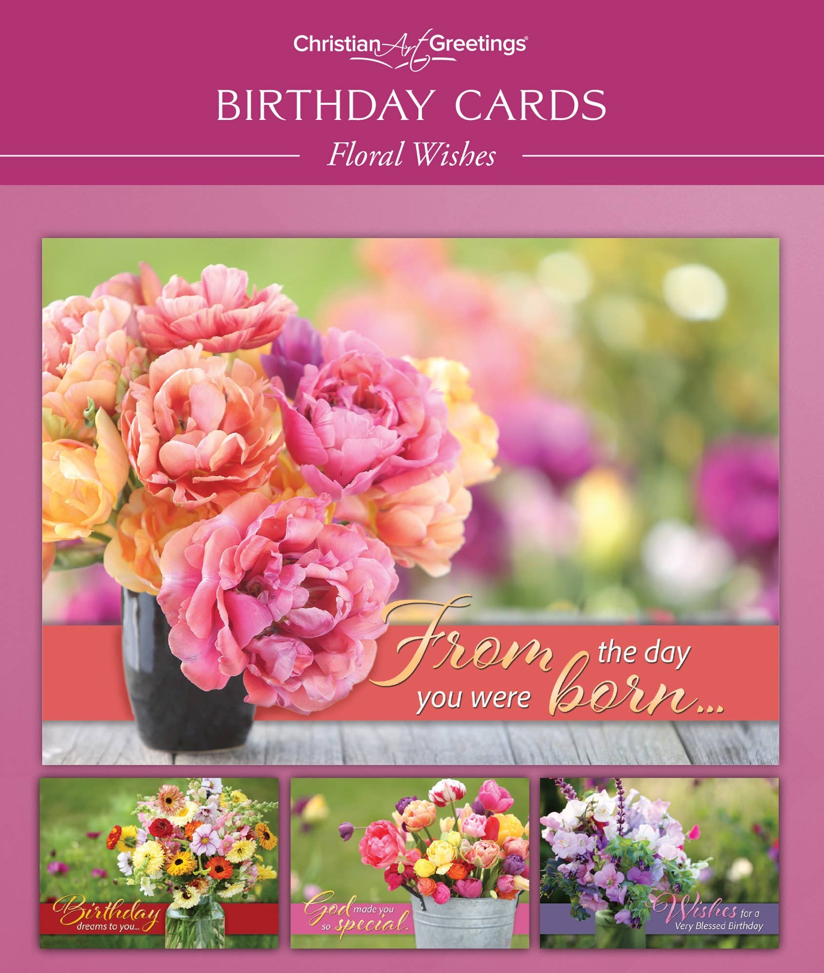 Warner Press - Wholesale Everyday Greeting Card - Greeting Card Box - Birthday - Floral Wishes0