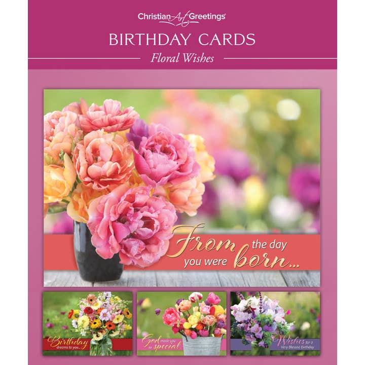 Warner Press - Wholesale Everyday Greeting Card - Greeting Card Box - Birthday - Floral Wishes
