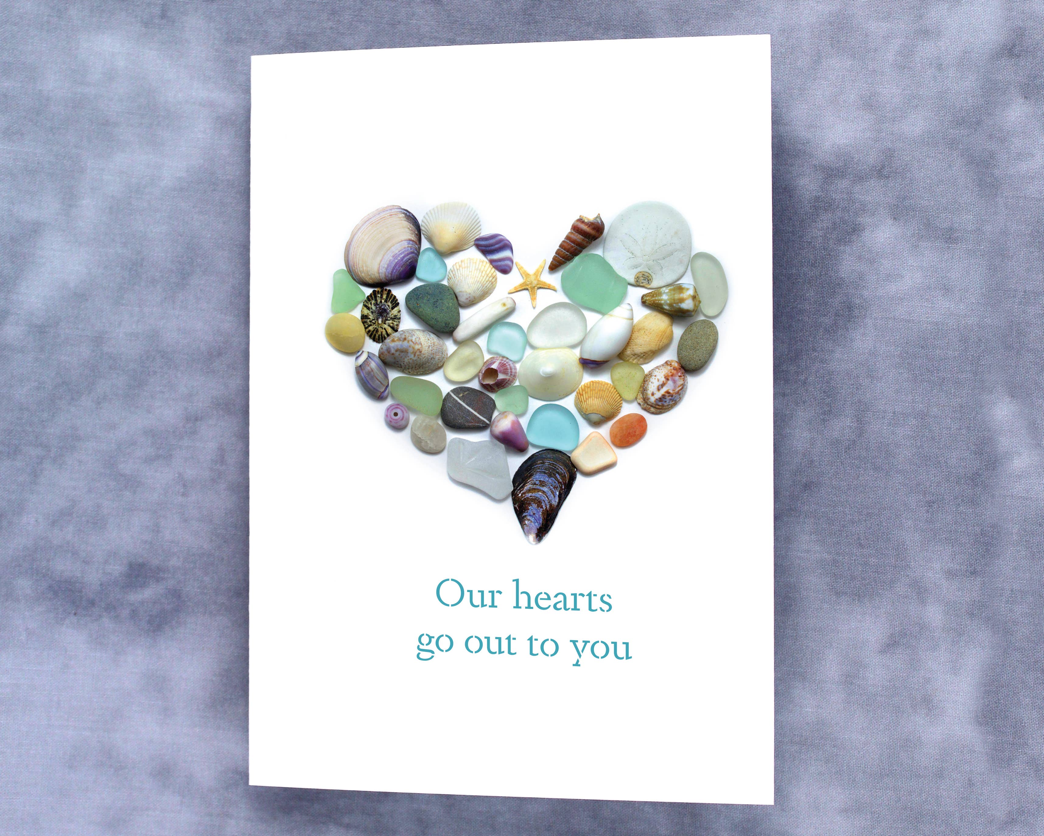 Beachcombing / Etched by the Sea - Wholesale Sympathy Card - Ocean Treasures Heart "Our hearts go out to you" Card1