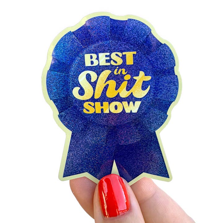 Bäst i (skit)show - Rolig blått band glitterklistermärke för wholesale av hey, alissandra