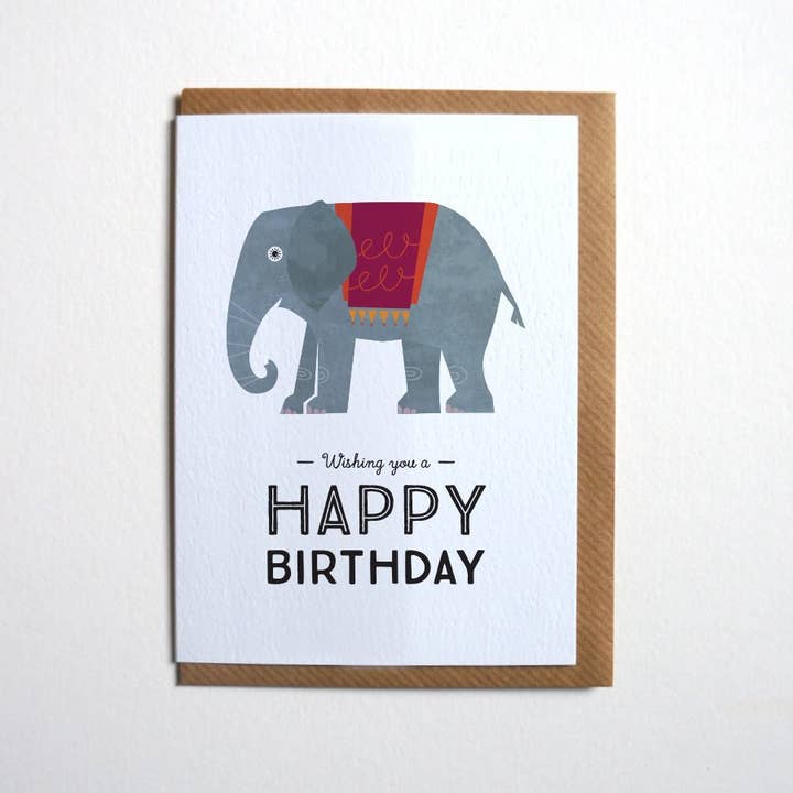 Laura Danby - Vente Cartes d'anniversaire - Carte de voeux d'anniversaire Elephant