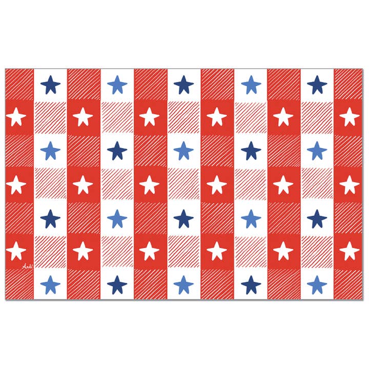 "Patriotic Picnic" Premium Paper Stock Placemats 24 Sheet for wholesale by CounterArt/Highland Home/Thirstystone/CoasterStone