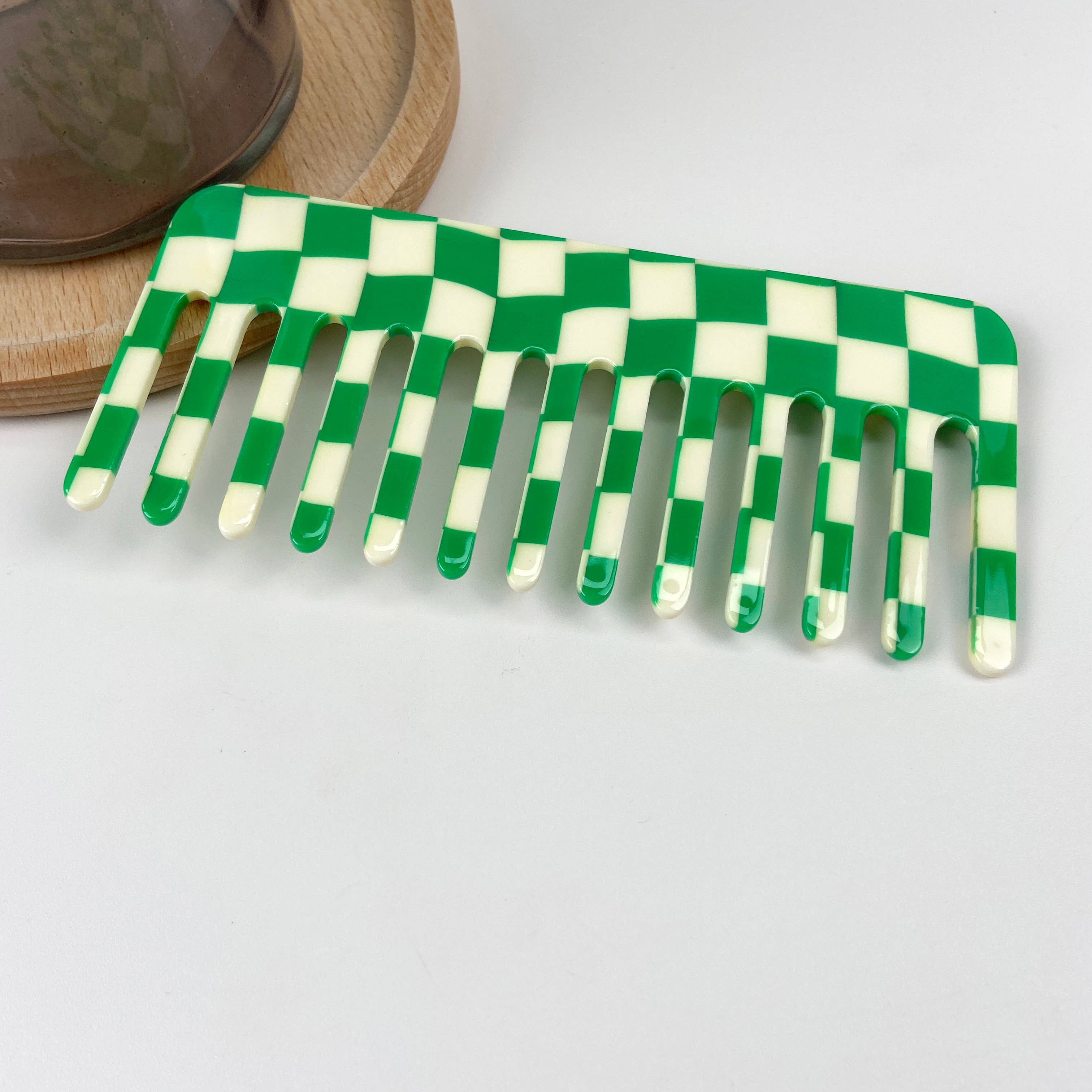 TheDivaSoap - Wholesale Hair Brush/Comb - Simple Checkerboard Wide Tooth Thin Hair Comb4