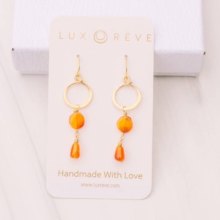 Carnelian Hoop Earrings  for wholesale by LUX Reve