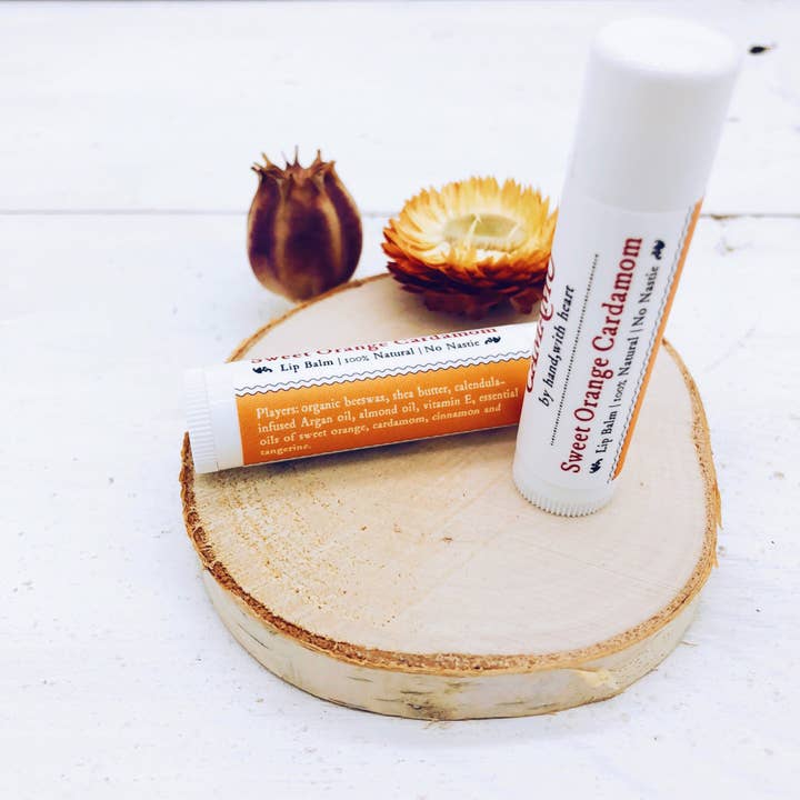 Sweet Orange Cardamom Lip Balm for wholesale by Camamu Soap