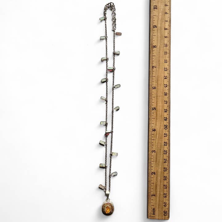 Rock Paradise - Wholesale Pendant/Charm Necklace - Mexican Fire Opal and Opalite Sterling Silver Crystal Necklace - Handmade3