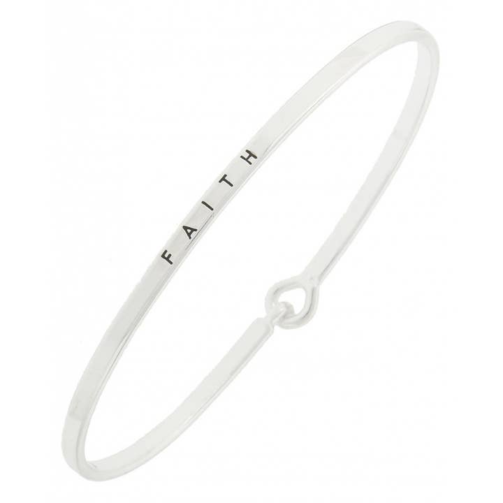 0011 PREMIERE - Wholesale Bangle Bracelet - FR2674 FAITH_3mm Inspired Message Engraved Bangle