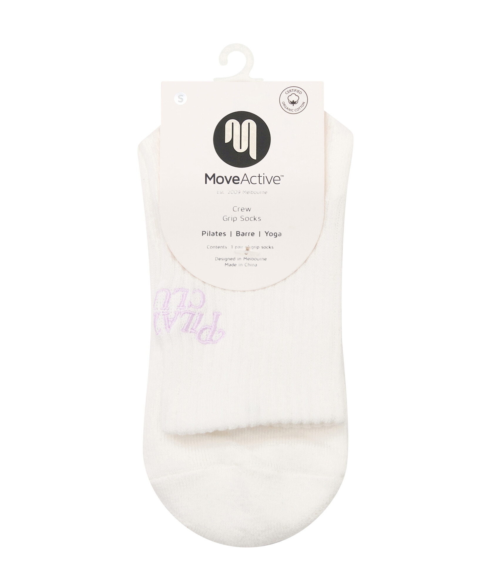 MoveActive – wholesale Socks – Women's – Crew Non Slip Grip Socks - Pilates Club Ivory5