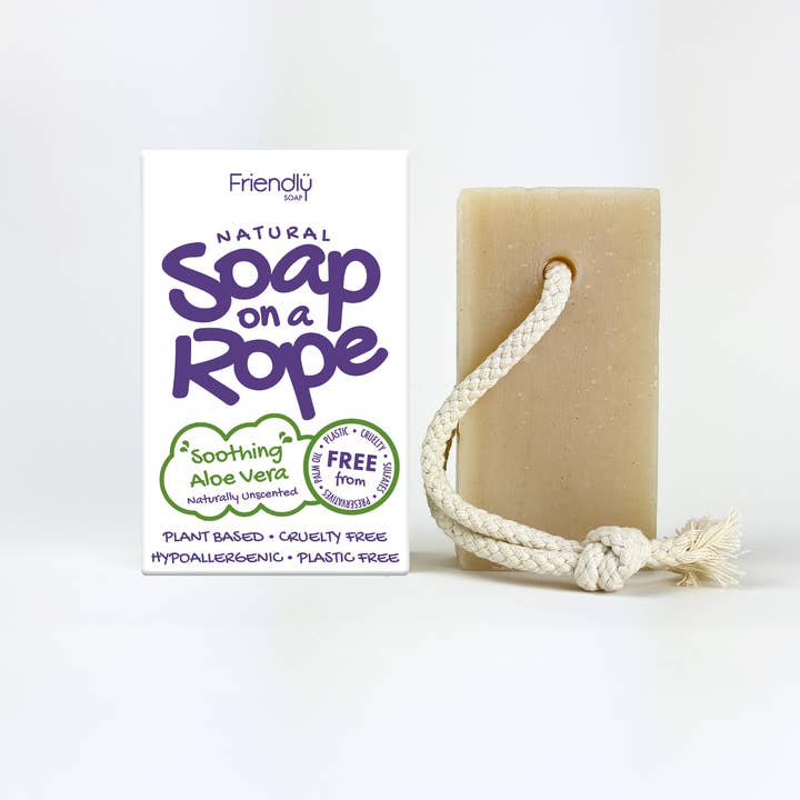 Aloe Vera Natural Soap On A Rope Bar for wholesale by Friendly Soap