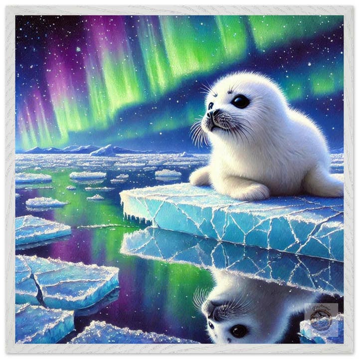 Serenità Artica: Cucciolo di Foca e Riflessi dell'Aurora per la vendita all'ingrosso da parte di Driftwood Creations