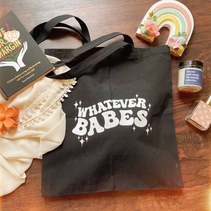 Sac en toile noire Whatever Babes | HTV Tote pour la vente par The Creative Ink