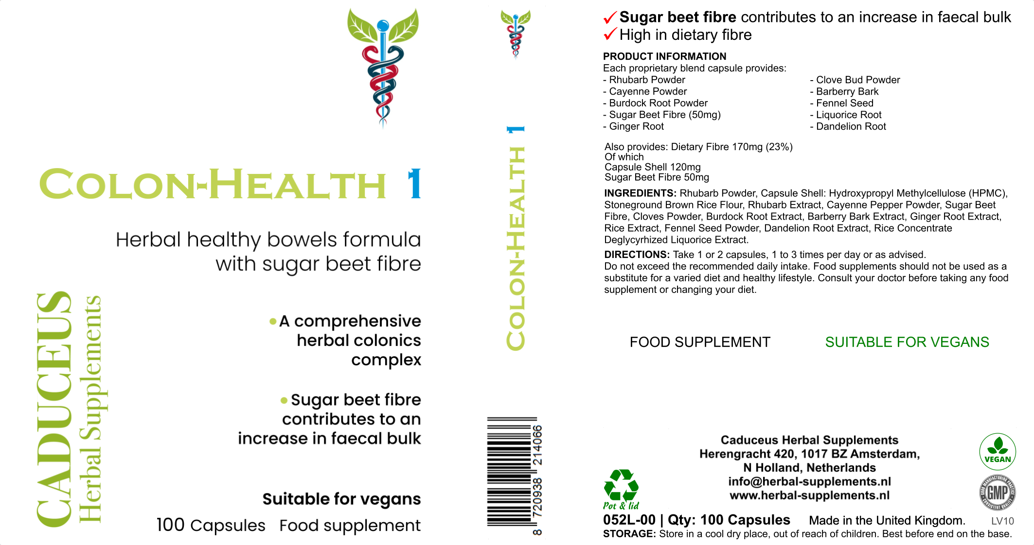 CADUCEUS kruidenapotheek - Wholesale Oral Supplement/Vitamin - Colon-Health 1 capsules 100 capsules5