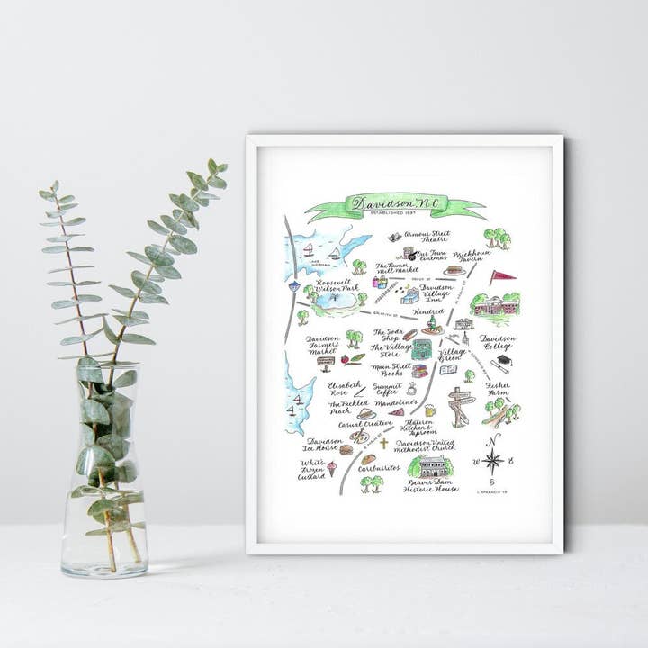 Davidson, Nc Matted Map Print for wholesale by The Write Occasion Calligraphy