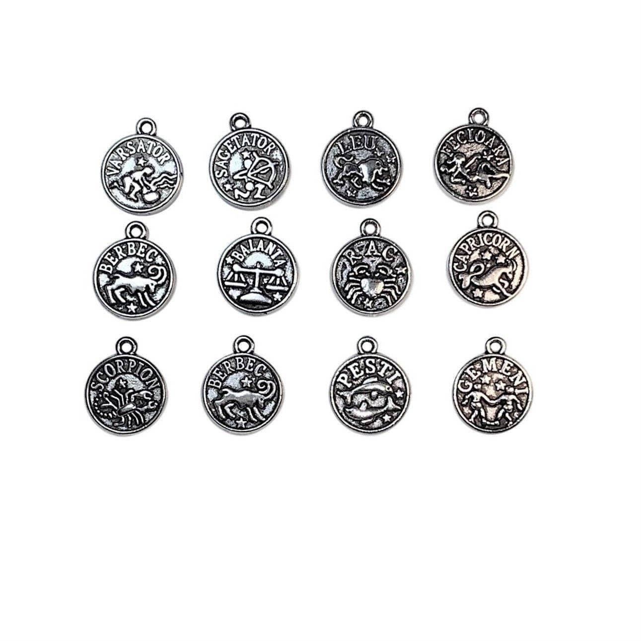 Guerrilla Charm - Wholesale Individual Charm/Pendant - Tiny Silver Zodiac/Astrology Coin Charm Sets0