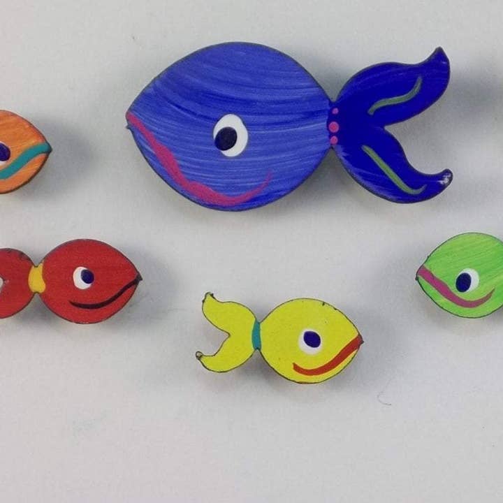 Fish Super Strong Hand Painted Steel Magnets for wholesale by Octopus Adventure by Rebecca Duffy Bush