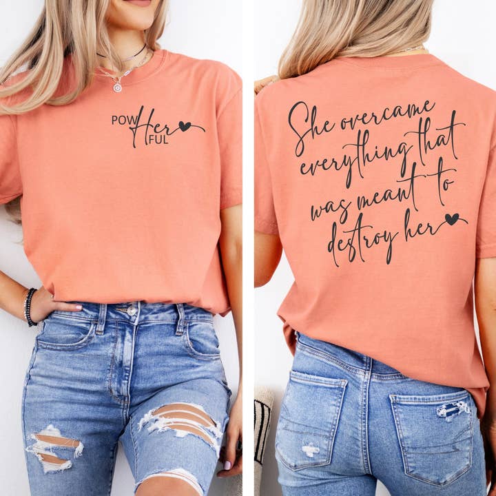 PowHerful Comfort Colors Shirt - Affirmation shirt for wholesale by Enid and Elle