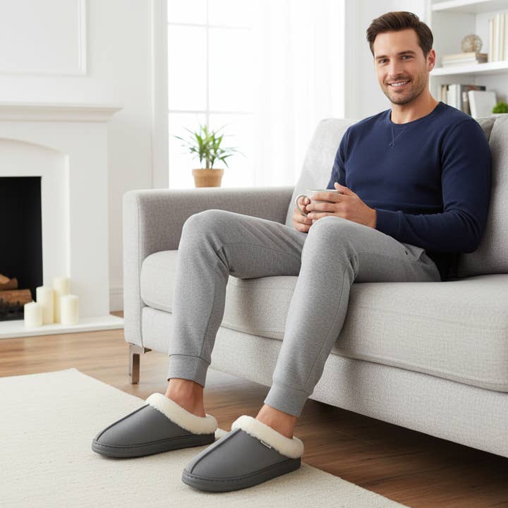 FLUFFERY - Wholesale Slippers - Men's - TEXLINA Men's Slippers (Pack of 12 Pairs)1