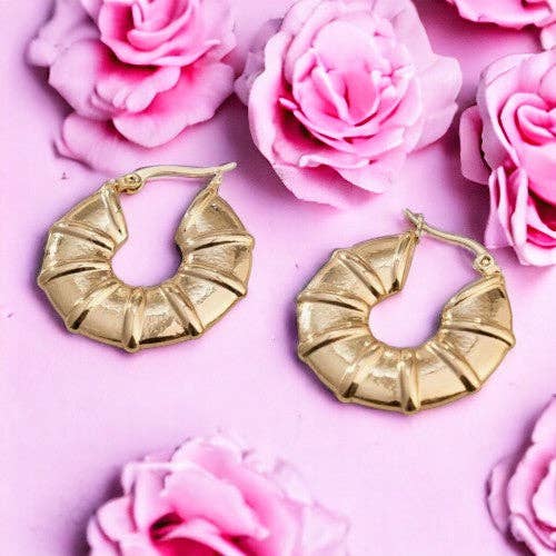 TOURMALYN - Wholesale Hoop Earrings - "ASTERIA" earrings in gold stainless steel0