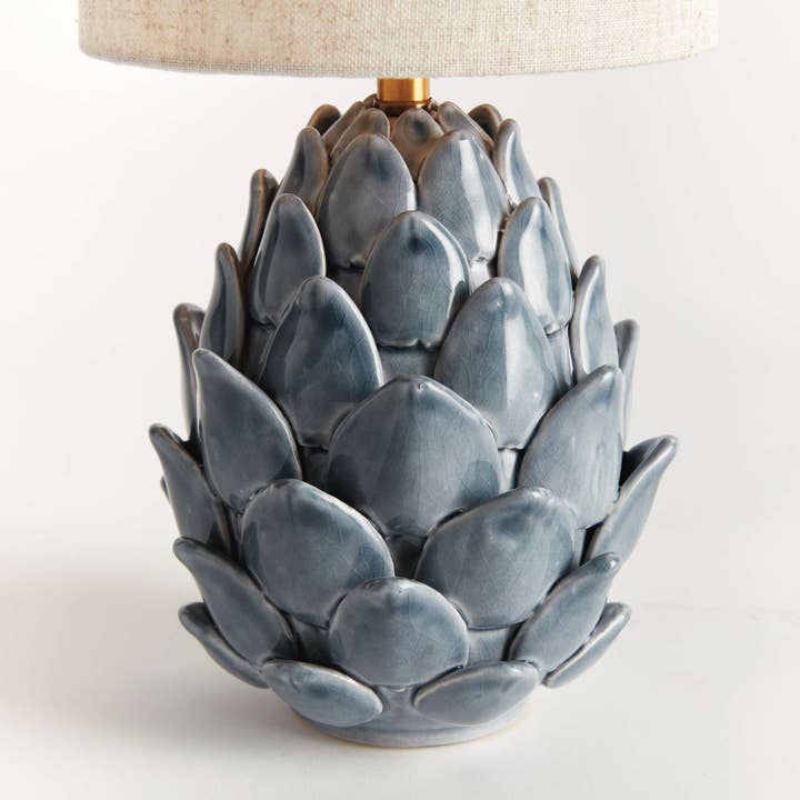 Napa Home & Garden - Wholesale Accent/Desk Lamp - Declan Lamp - Blue Ceramic & Linen Lamp - Artichoke - 11"4