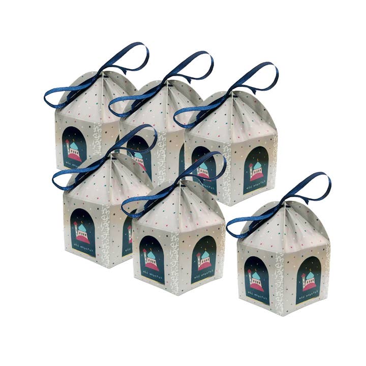 Eid Mubarak Geschenkboxen – 6er-Pack Taupe – Eid Gastgeschenkboxen für den Großhandel von Islamic Moments