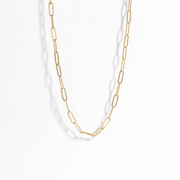WJW - Wholesale Link & Chain Necklace - 18K Gold Paperclip Chain Necklace