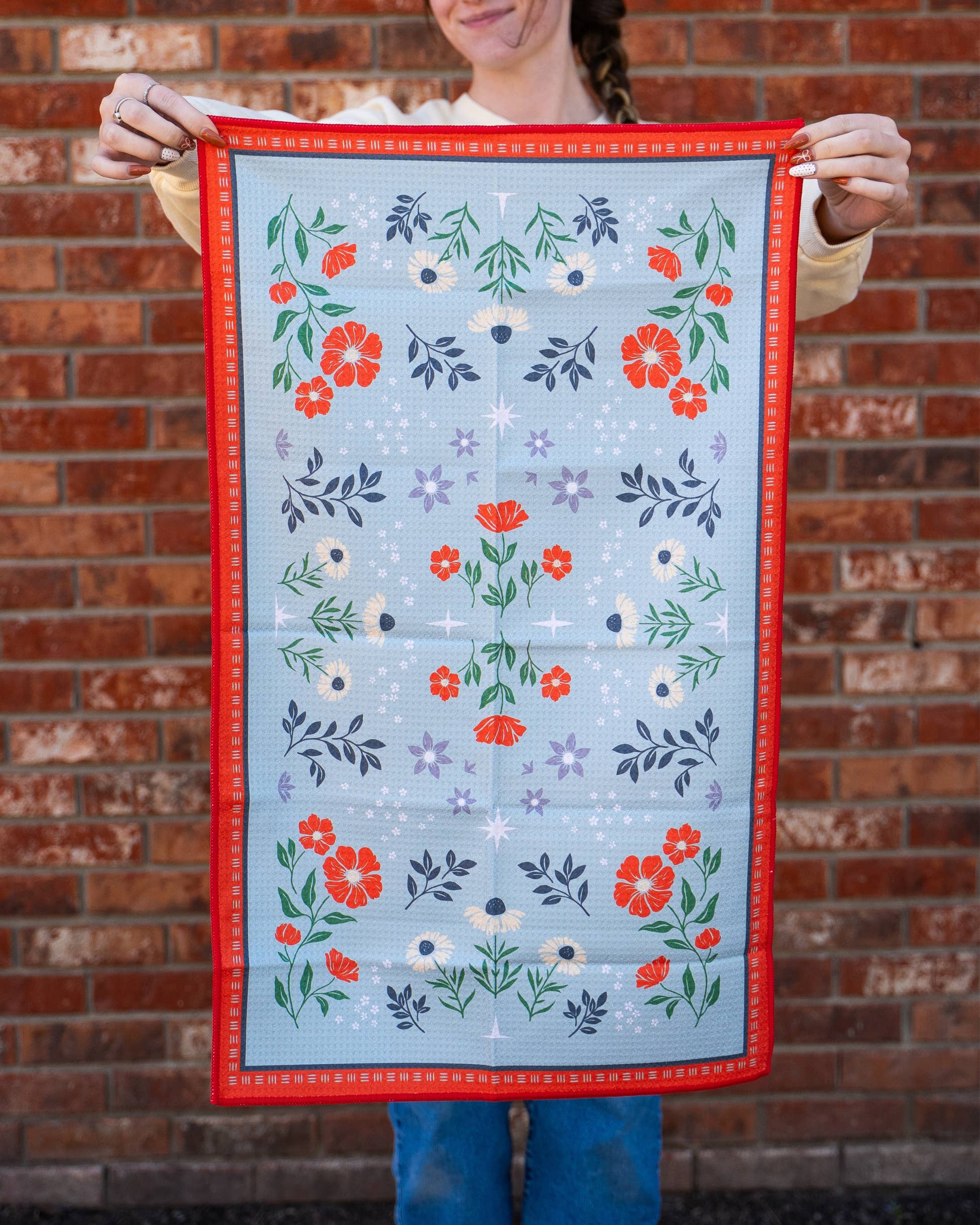 Modern Pastime - Wholesale Tea Towel - Floral Print Tea Towel - Blue