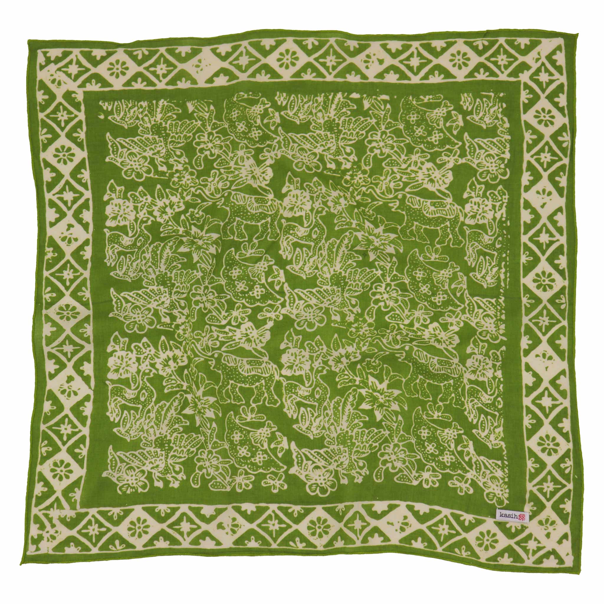 Kasih Co-op - Wholesale Bandana - Women's - Hand Dyed Batik Bandana, 100% Soft Cotton, Green Serenity3