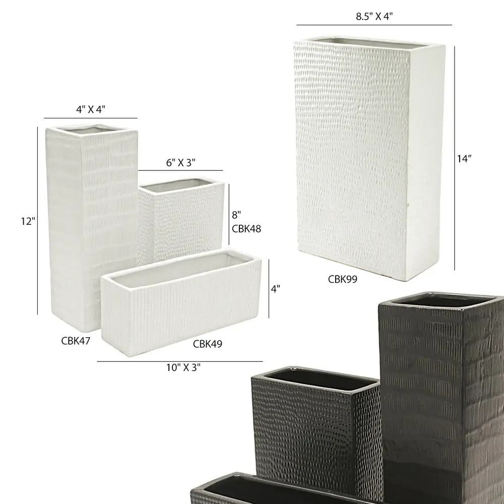 Galore Home – Großhandel Vasen – Keramikstrukturierte Vase, quadratisch2